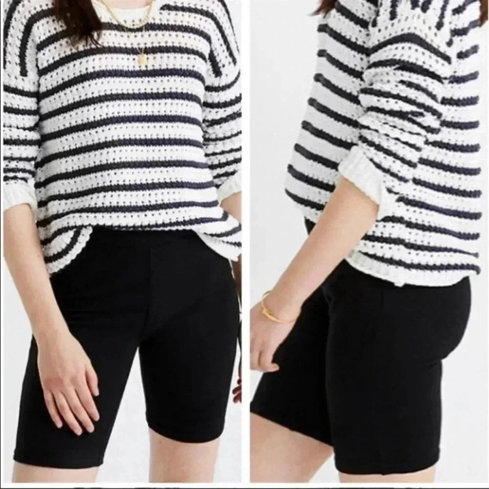 Madewell Black Ottoman Jacquard Biker Shorts Size S